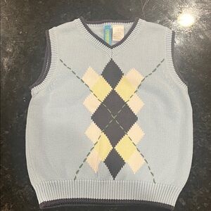 Gymboree V-Neck Argyle Sweater Vest - Light Blue and Yellow